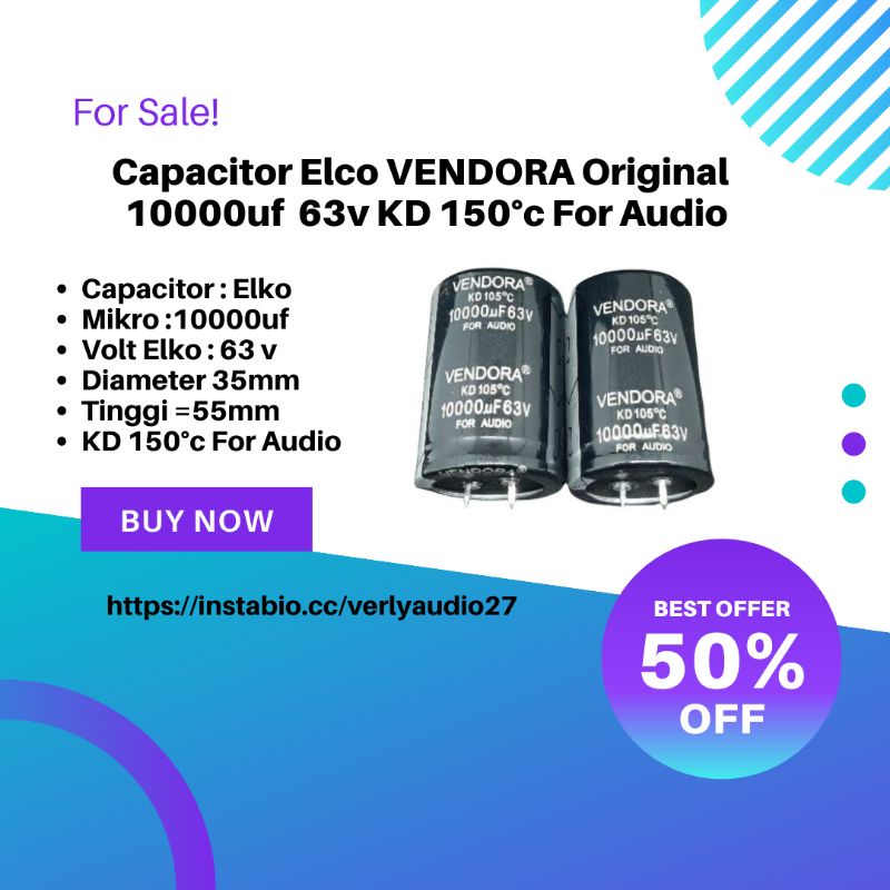 Elco VENDORA Original 10000uf 100v 80v 63v 50v Elko Vendora 10000 100v Original  Verlyaudio27 Compon