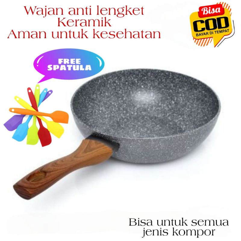 Penggorengan Anti Lengket Wajan Keramik Penggorengan Marble