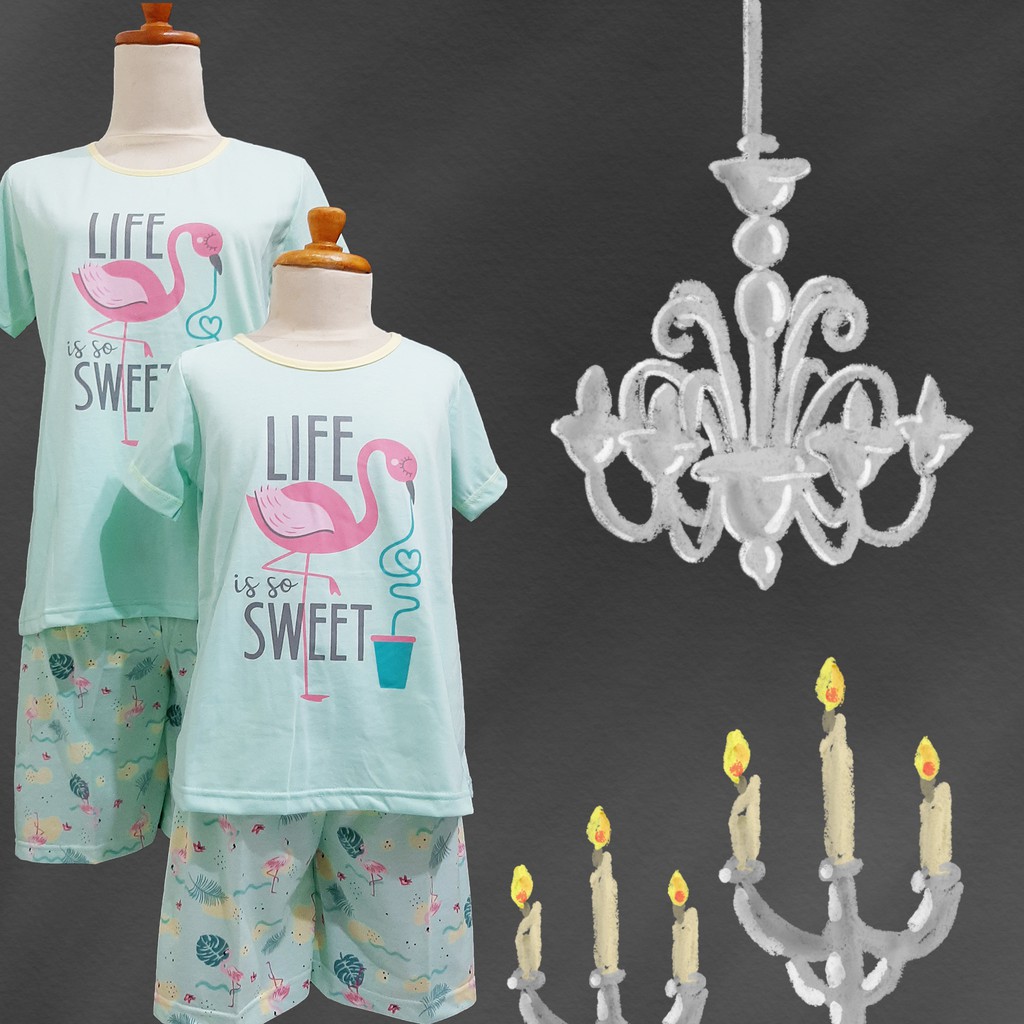 BAJU TIDUR ANAK MERK ANNE CLAIRE ( FLAMINGO) st.lengan pdk celana pdk