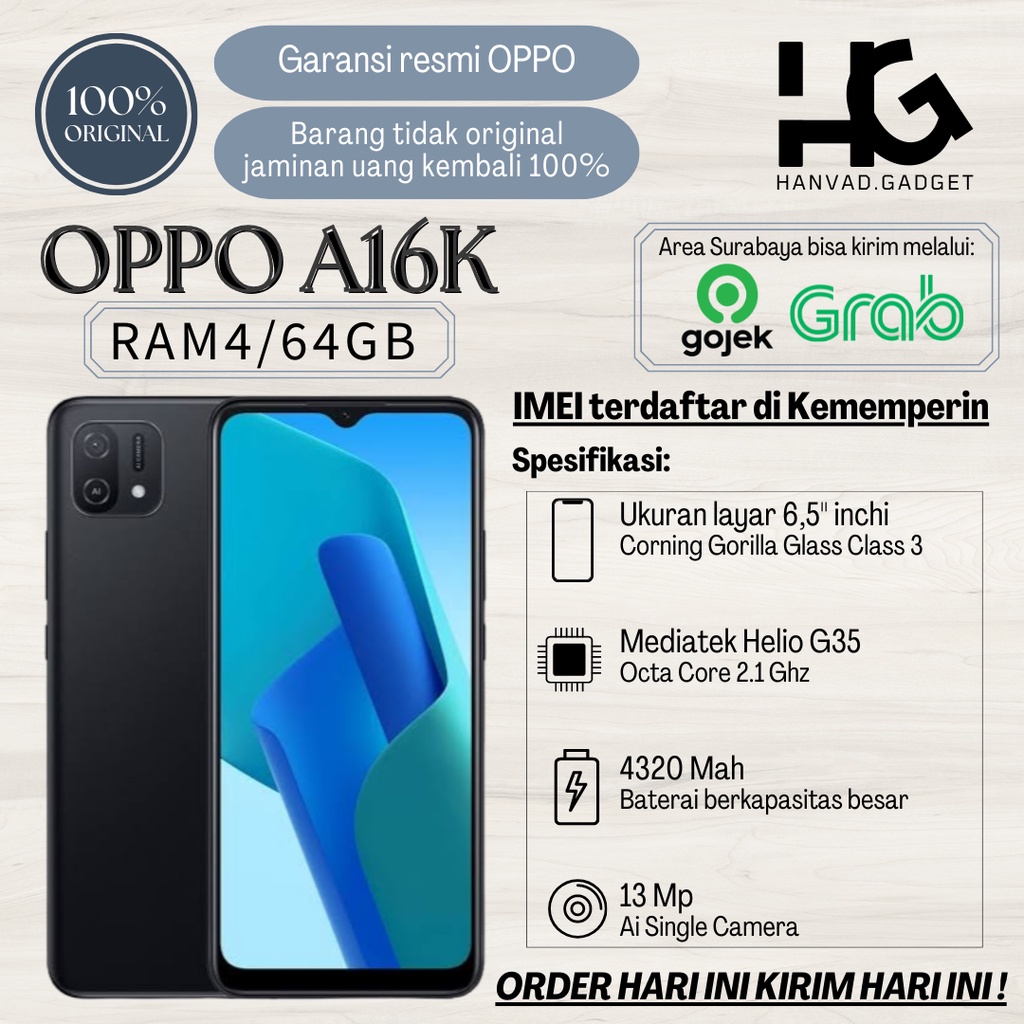 OPPO A16K RAM4/64GB Original OPPO Indonesia