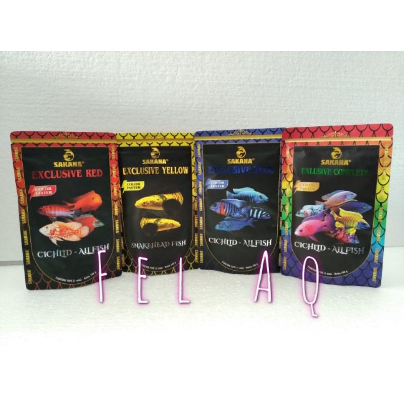 Pelet Pakan Ikan Sakana Exclusive Red Blue Yellow Cichlid 100g Snake Head Premium Channa Chana