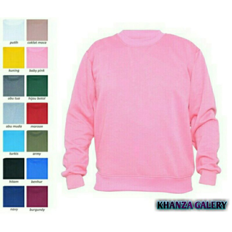 Jaket Sweater Polos Unisex Pria Wanita Warna Pink Baby
