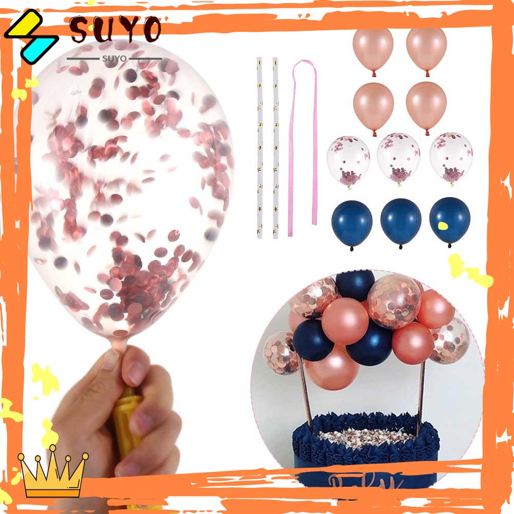 Suyou 10pcs / Set Balon Confetti Bahan Latex Ukuran 5inci Transparan + Glitter Untuk Dekorasi Pesta