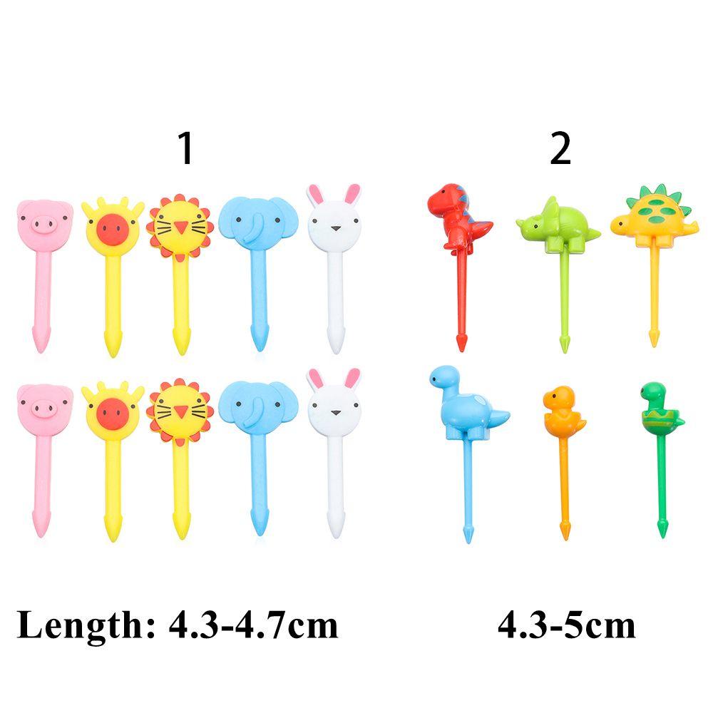 R-flower 6pcs / 10pcs / Set Garpu Buah / Bento Bentuk Dinosaurus Bahan Plastik Untuk Peralatan Makan Anak