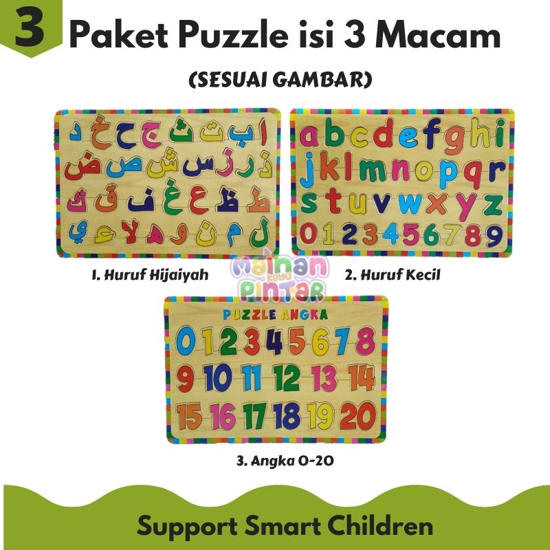 Puzzle Kayu Edukasi Mainan Kayu Pintar Paket Isi 3 Dan 4 Lengkap Bisa COD