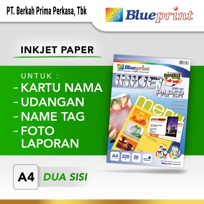 

Senikertas- Kertas Inkjet / Inkjet Double Sided Paper Blueprint A4 220 Gsm -Kertas-Seni.