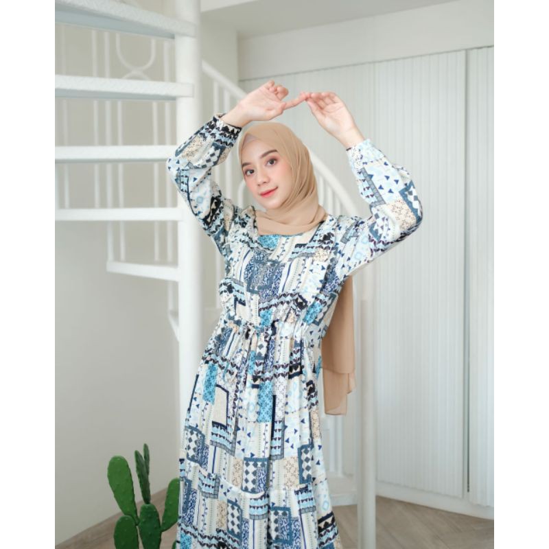 Long Dress Kania Maxy Rayon Viscose - Home Dress - Dress Wanita Muslim