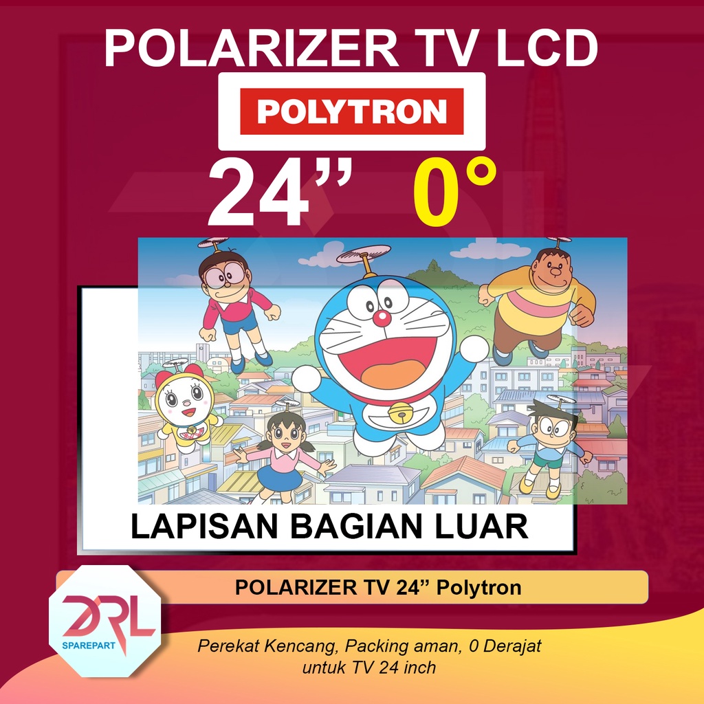 POLARIZER TV LED POLYTRON 24 INCH 0 DERAJAT POLARIS POLARISER TV LCD LAPISAN PLASTIK LUAR INC IN