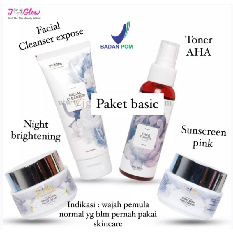 JGLOW SKINCARE / JGLOW PEMULA PAKET BASIC /  SKINCARE AMAN / SKINCARE BPOM / JGLOW BPOM