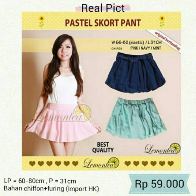 ROK CELANA IMPORT PASTEL SKORT PANT