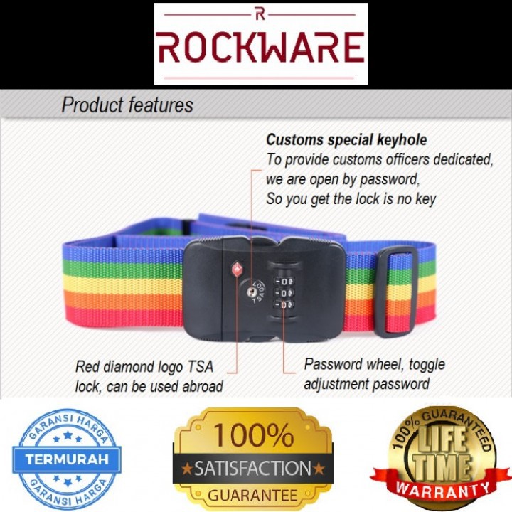 ROCKWARE Luggage Strap Lock 3 Digit PIN with TSA Lock