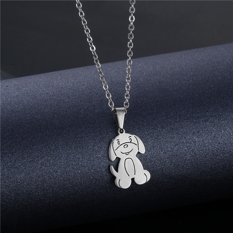 Baja berbentuk hewan anjing stainless steel liontin cute puppy kalung Eropa dan Amerika populer orna