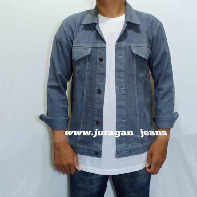 JAKET JEANS PRIA ABU ABU - JAKET JEANS PRIA GREY