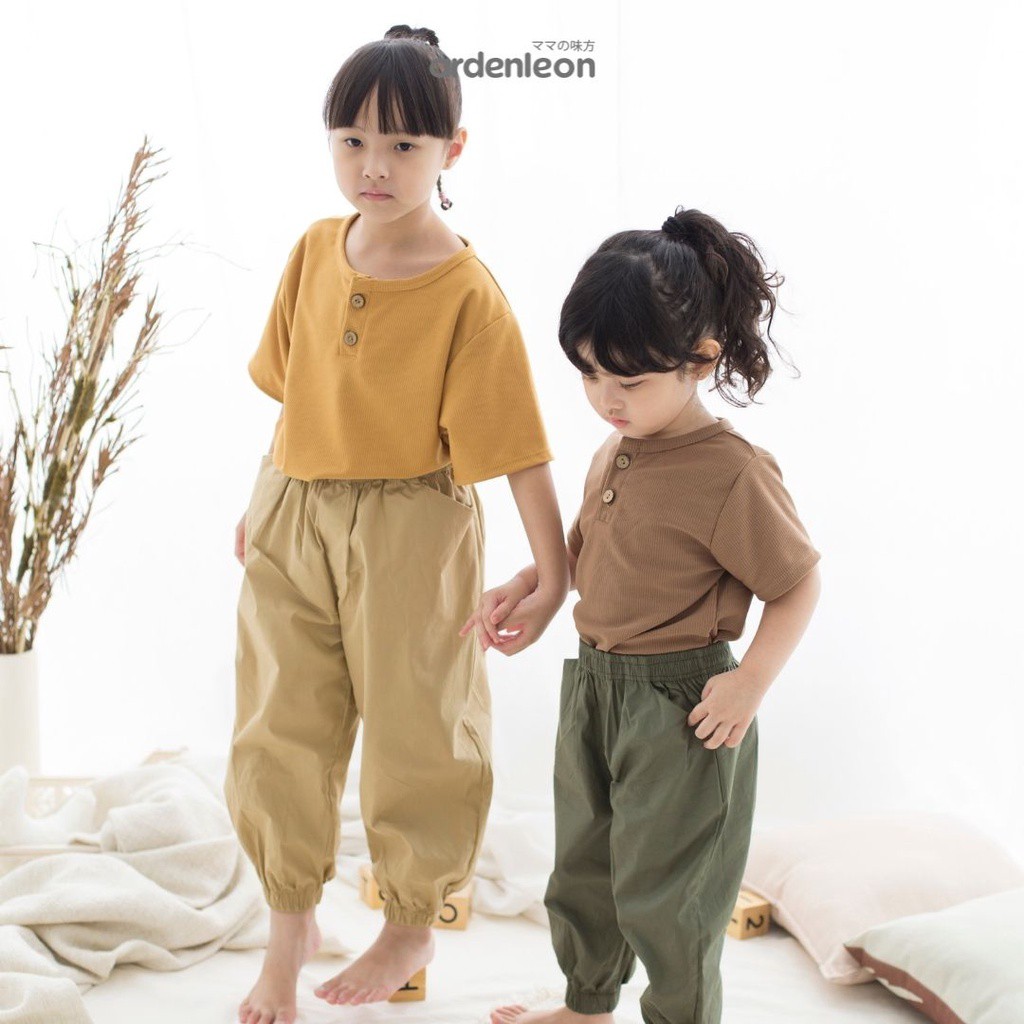 ARDENLEON (4-7thn) Unisex Rib Button Shirt Atasan Anak Tshirt anak Pakaian Anak ARDEN LEON CBKS-5