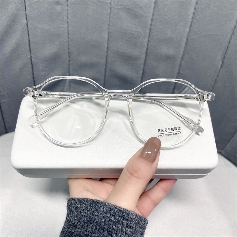 (YUZHU) Tr90 Kacamata Fashion Gaya Retro Korea Frame Bulat Bahan Metal Untuk Wanita