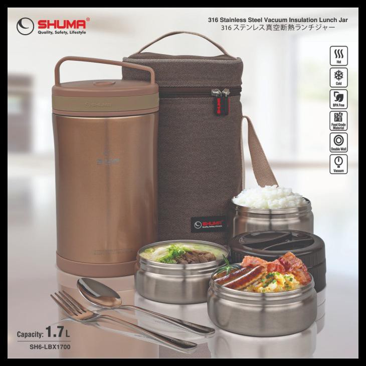 Lunch Box Shuma 1500 Ml Kotak Makan Siang Hot And Cold Food - Brown