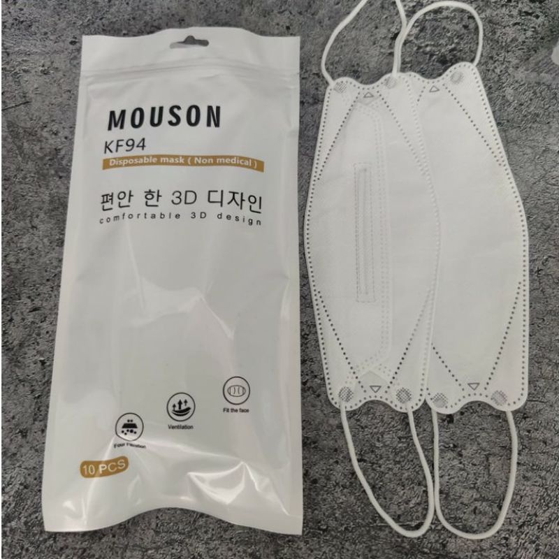 Mouson KF94 White | Masker KF94 Putih| Masker Korea putih isi 10 per pack | Mouson KF94 isi 10
