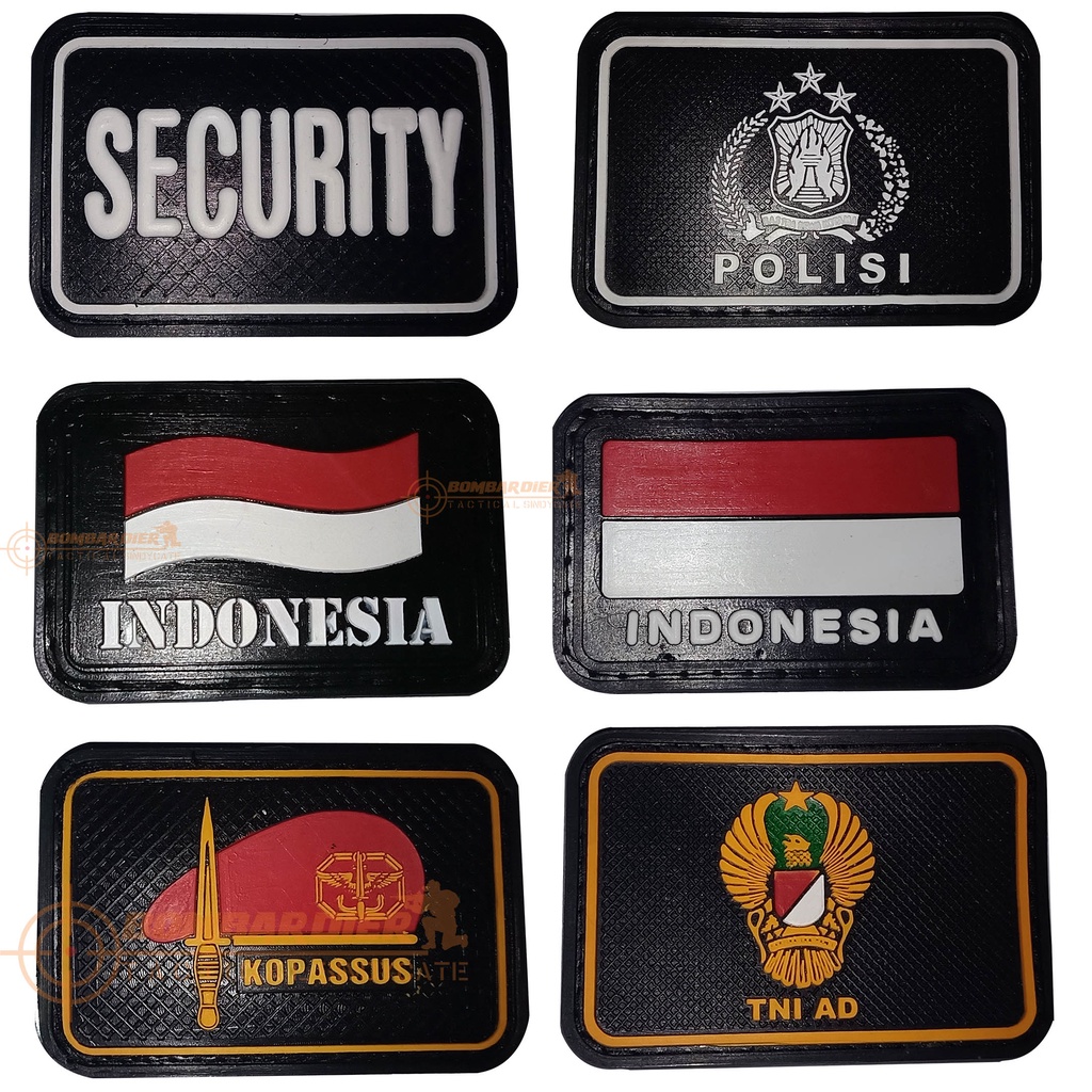 Patch Rubber Emblem  (3D/2D) Polisi TNI AD SERCURITY LOGO BENDERA INDONESIA KOMANDO