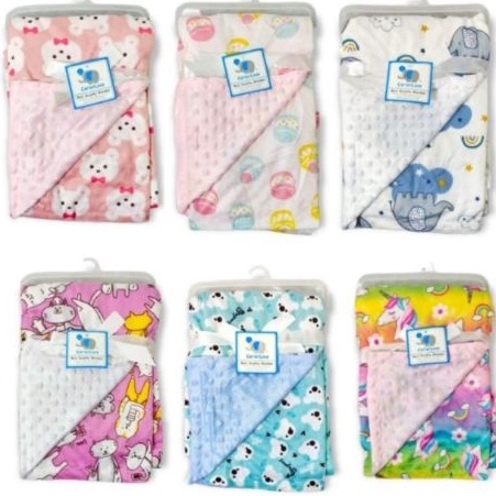 HARGA GILA .... SELIMUT BAYI DOUBLE FLEECE BUBBLE PRINT / SELIMUT DOT POLKADOT MOTIF SELIMUT BUBBLE DOUBLE FLEECE