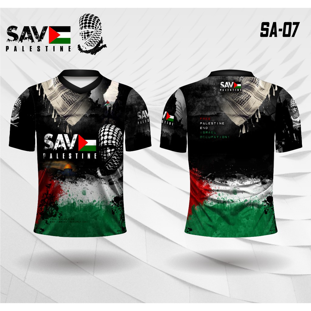 Jersey free palestine end israel occupation kaos save palestina baju islami