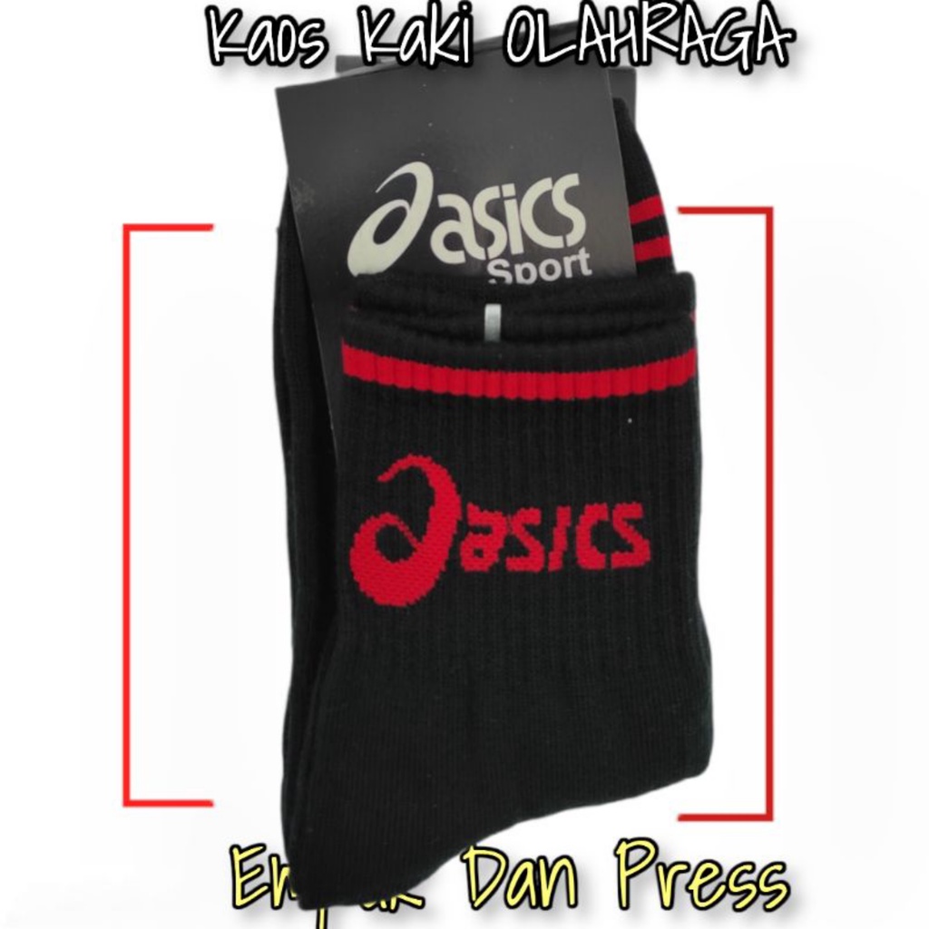 Kaos Kaki Sport/Olah Raga/Kaos Kaki  Motif Oasics Hitam