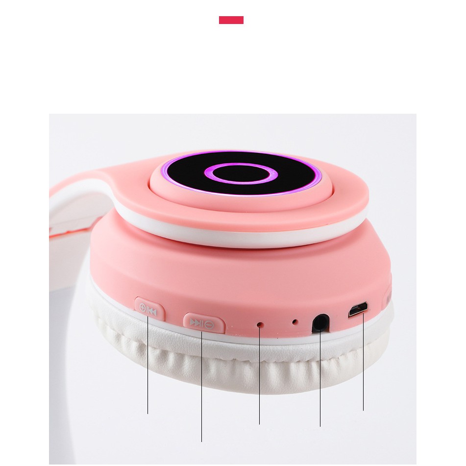 Headset Include Mic Motif Kuping Kucing Bando Model Telinga Cat Ear Headphone / Headphone Bluetooth LED On-Ear Bass