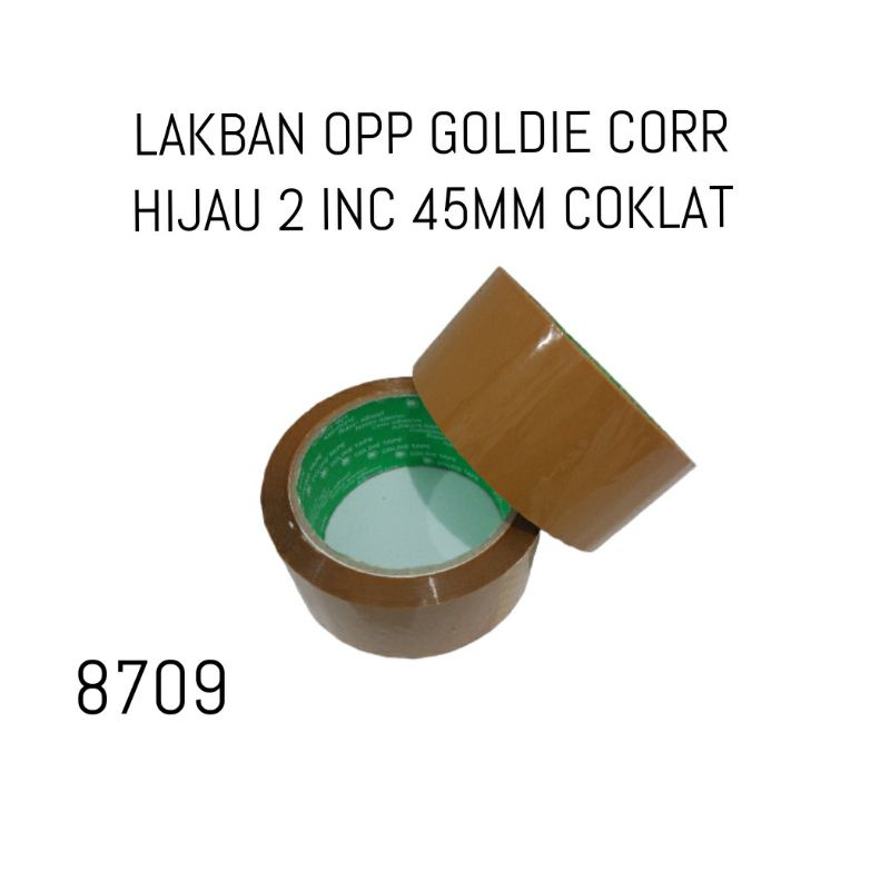 LAKBAN OPP GOLDIE CORE HIJAU 2INC 45MM COKLAT @72PC