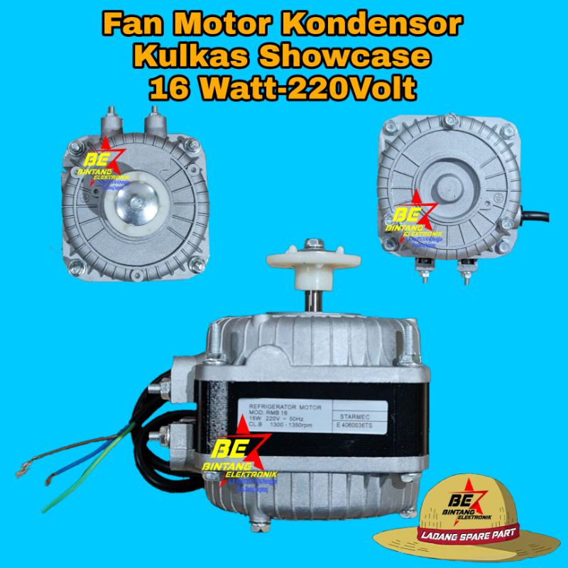 Fan Motor Condensor Kulkas Showcase 16 watt Dinamo Kondensor Show Case 16w 220 Volt