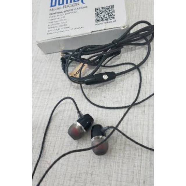 headset HF stereo bass ROKER BULLET inner earphones handsfree Bass bulat Jernih metal