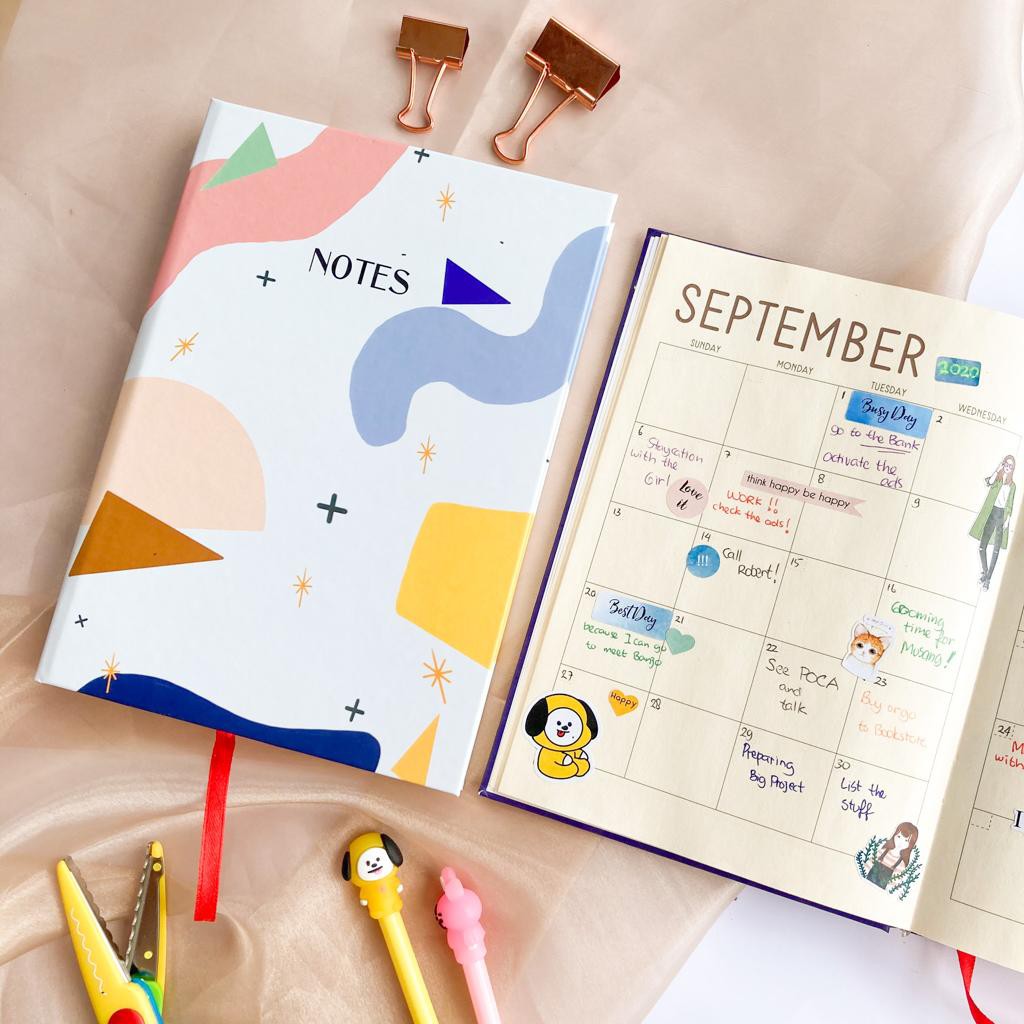 Buku Agenda Buku Catatan Lucu Notebook Agenda, Polos dan dotted Notes Biru