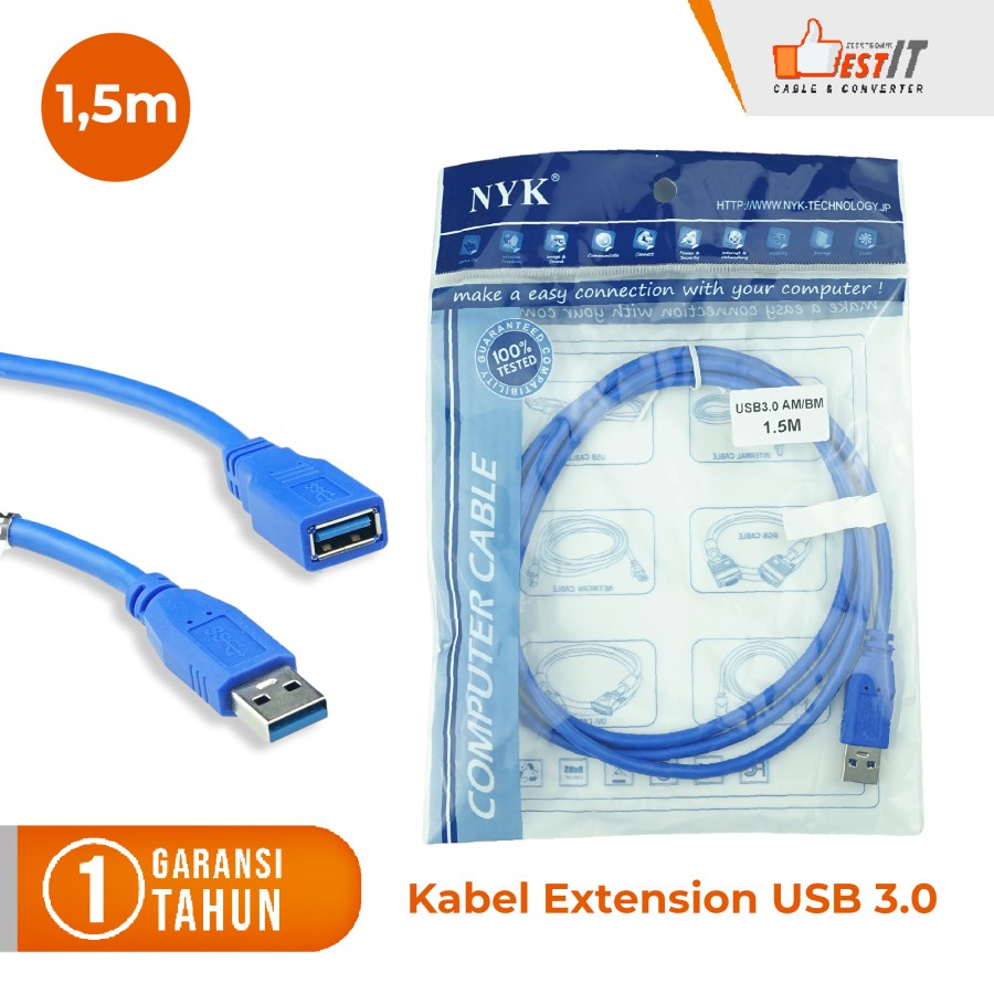 Kabel USB Extension 3.0 Male to Female NYK 1.5 Meter 3 Meter