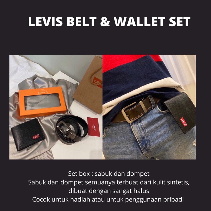 LEVIS LEVI’S WALLET &amp; BELT SET / LEVIS BELT &amp; WALLET SET / DOMPET LEVIS / SABUK LEVIS