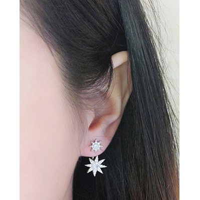 925 Perak Lucu Anting-Anting Anting-Anting Gaya Korea Wanita Bulat Cinta Hati Lima Menunjuk Bintang Daun Berbentuk Ekor Merak Fashion ornamen