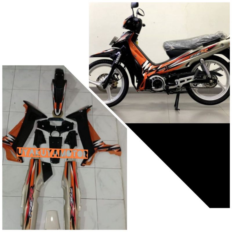 body bodi full halus f1zr silver oranye hitam