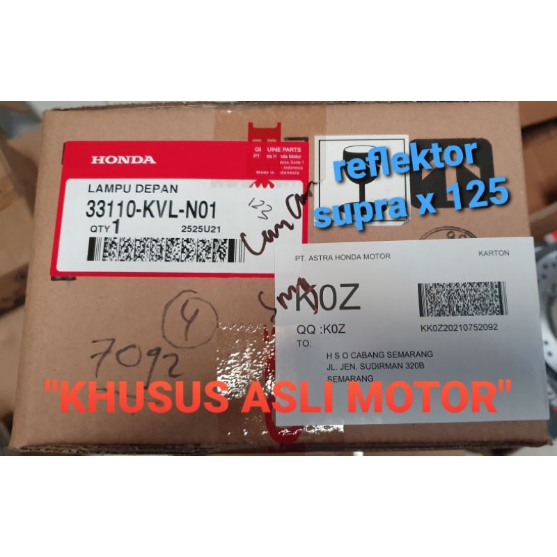 AHM HEAD LIGHT, LAMPU DEPAN, REFLEKTOR original SUPRA X 125, spare part motor honda asli