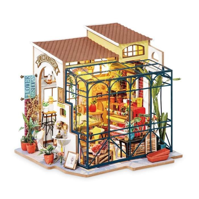 ROLIFE Robotime Emilyâ€™S Flower Shop Dg145 Flowerist Green House Hobby Toy Collection