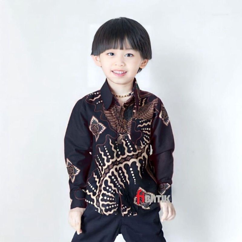 Couple Batik Ayah Dan Anak Laki-laki // Kemeja Batik Pria Dewasa Dan Anak Cowok Motif Daun Petir Warna Hitam Motif klabang hitam. size M L XL XXL 3L 4L 5L.6L