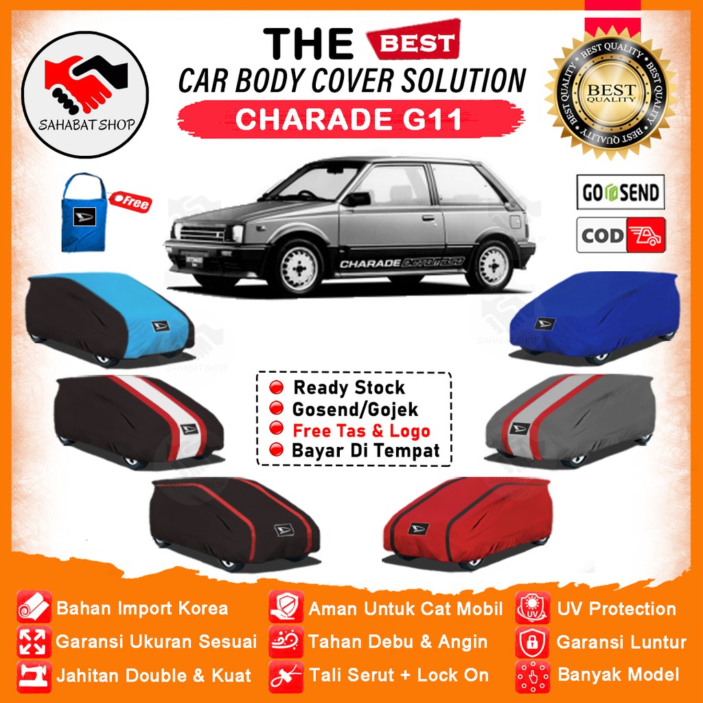 Sahabat Body Cover Mobil Charade / Sarung Penutup Daihatsu Charade G11 Outdoor / Tutup Selimut Mantel Jas Mantol Kelambu Kerudung Pelindung Pembungkus Kerodong Tutupan Bungkus Terpal Mobil Sedan Charade G11 Waterproof Anti Air Model Orange