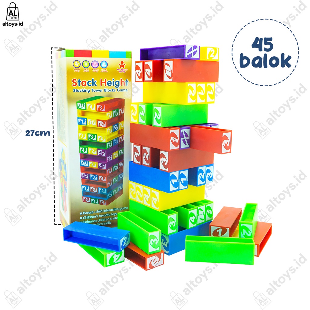 Mainan Edukasi Balok Susun Stack Height Stacking Tower Block Game / Stackko Unoo SH229