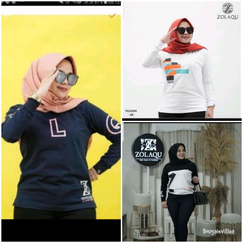 KAOS ZOLAQU SIZE M L XL 100% ORIGINAL TERBARU TERLARIS NAVY, LILAC, PUTIH, HITAM PUTIH