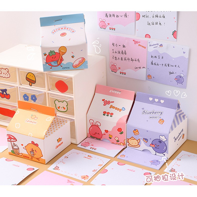 [DZ] ST284 - Box Memo Notes / Sticky Note Kotak Susu Kreatif Portable-4