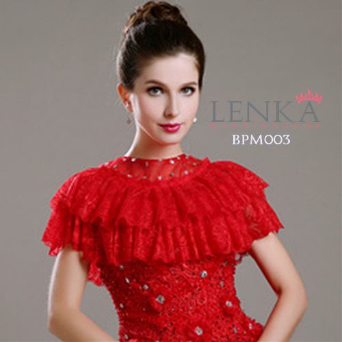 [SIAP KIRIM] BOLERO CARDIGAN WEDDING PESTA BROKAT LACE MERAH BPM003