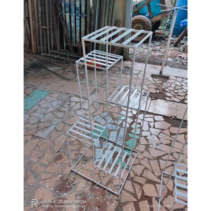Rak Besi Pot Bunga Susun 5 Unik / Rak Pot Tanaman Hias Putih Bagus Ariesbiostore