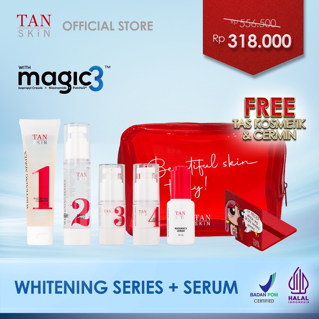 Jual Paket Tan Skin Whitening Series Serum Free Tas Kosmetik Dan