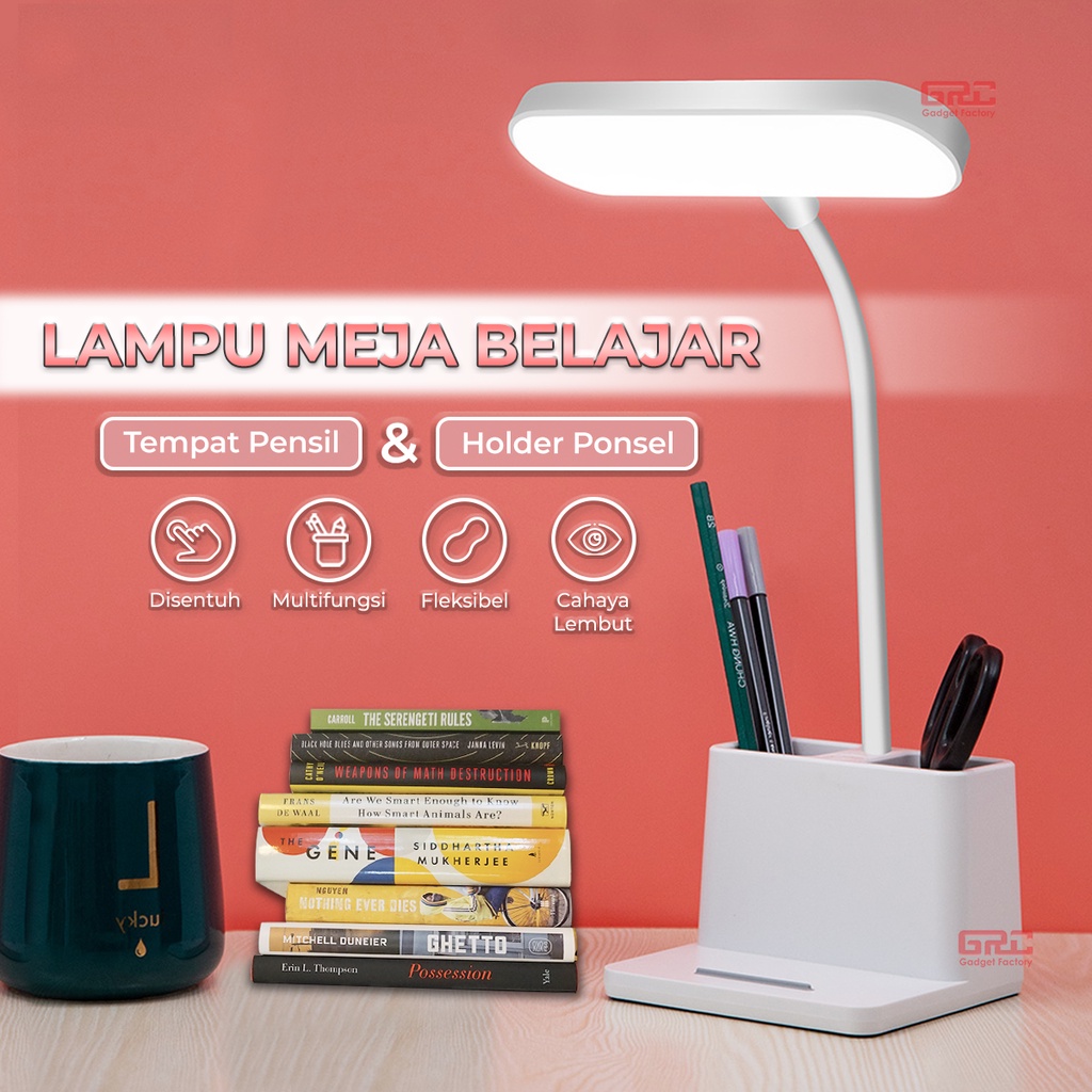 Lampu Meja Belajar LED Portable Lampu Baca Flexible Tempat Pensil