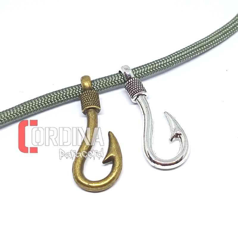 Charm Konektor Kail Aksesoris Gelang Paracord Simple Fishhook Bahan Logam