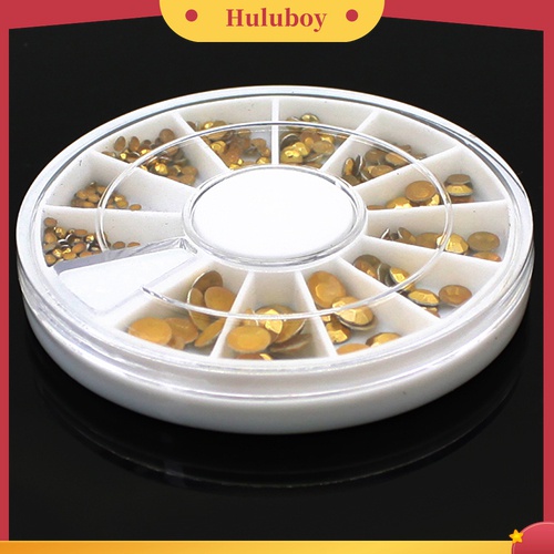 Huluboy Huluboy♡ Tempat Penyimpanan Bentuk Roda Isi Manik-Manik Kuku 3D Bahan Akrilik Warna Emas