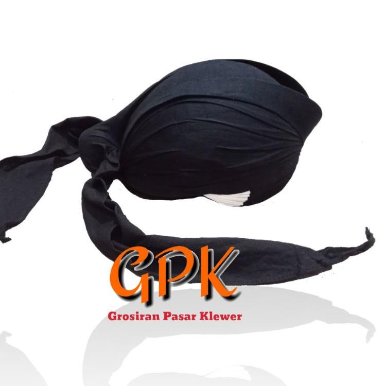 Blangkon Jogja Sliwir Polos Hitam Sumping Putih - CMH.01Jl22ˣ