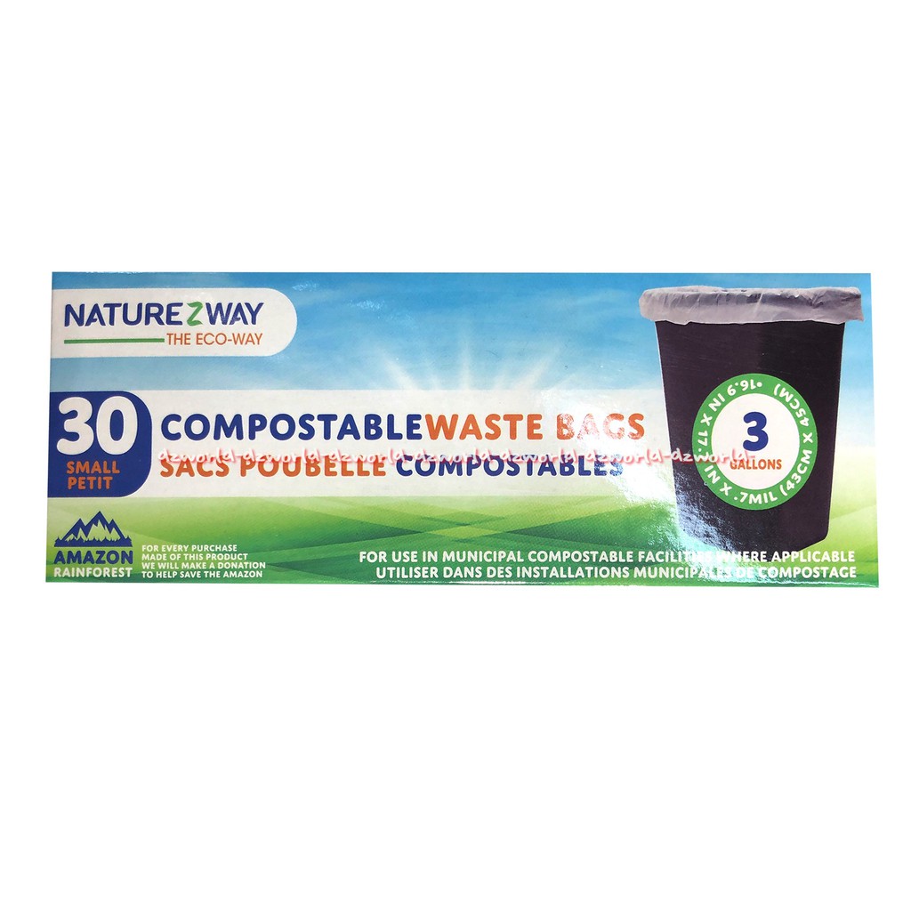 NatureZWay Compostable Lawn Garden Waste Bags 3gallon Plastik Sampah Putih Bin