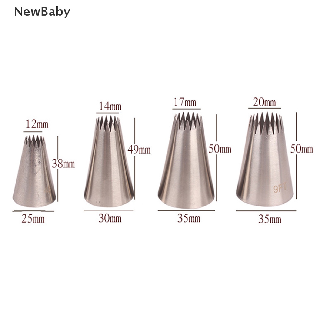 Newbaby 4PCs / Set Spuit Piping Icing Ukuran Besar Untuk Dekorasi Kue / Cupcake